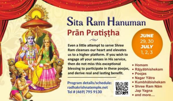 5 Day Consecration Ceremony of Sita Ram Hanuman!