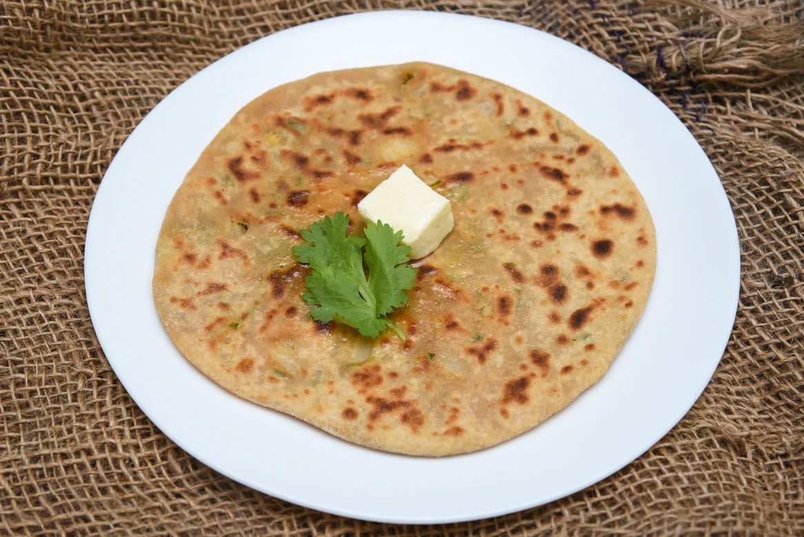 Palak Paratha or Cheese parantha, Indian flat bread food