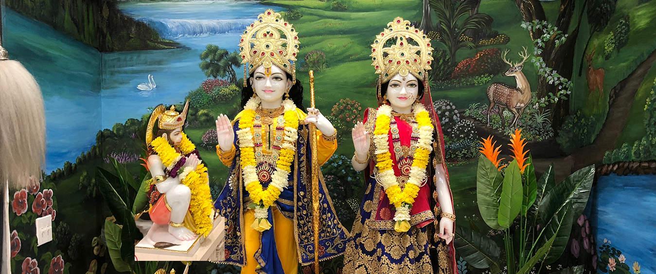 The deities Shree Ram and Sita along with Hanuman